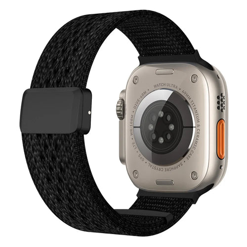 Magnetic Sport Loop Strap for Apple Watch Series 11 10 42mm / 9 8 7 41mm / SE3 SE2 SE 6 5 4 40mm / 3 2 1 38mm Breathable Nylon Woven Watch Band - Black - 1