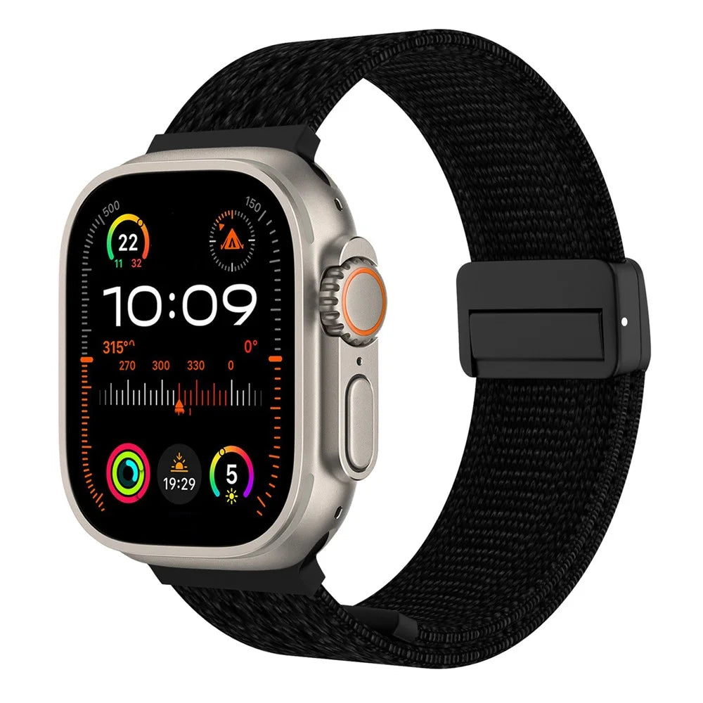 Magnetic Sport Loop Strap for Apple Watch Series 11 10 42mm / 9 8 7 41mm / SE3 SE2 SE 6 5 4 40mm / 3 2 1 38mm Breathable Nylon Woven Watch Band - Black - 2