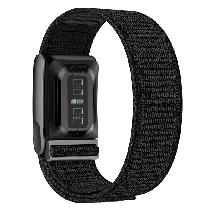 For WHOOP 5.0 / 5.0 LIFE MG Strap Replacement Breathable Nylon Sport Wristband - Black / Black Frame - 2