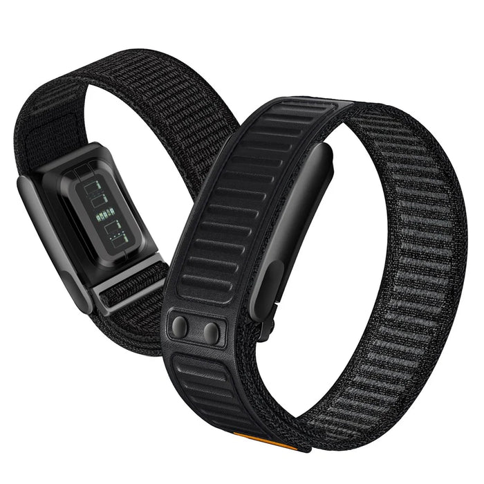 For WHOOP 5.0 / 5.0 LIFE MG Strap Replacement Breathable Nylon Sport Wristband - Black / Black Frame - 3