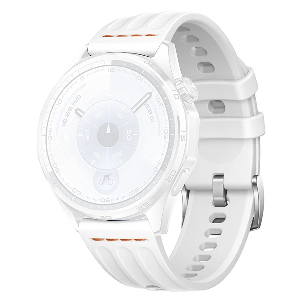 18mm Silicone Watch Band for Huawei Watch GT 6 41mm / Watch 5 42mm / Oppo Watch X2 Mini / Garmin Venu 3S Ergonomic Replacement Strap - White - 1