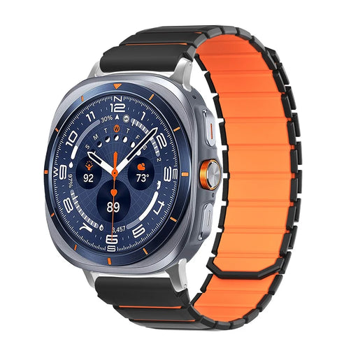 Dual Color Magnetic Silicone Strap for Samsung Galaxy Watch9 Classic / Watch9 44mm / 40mm / Watch8 Classic 46mm / Watch8 44mm / 40mm Sports Band - Black / Orange - 2