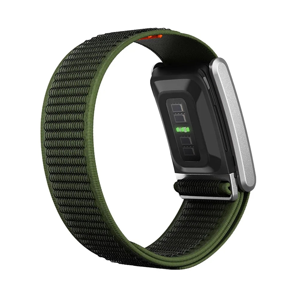 For WHOOP 5.0 LIFE MG Replacement Strap Quick Dry Dual Color Nylon + Silicone Watch Band - Army Green+Orange - 2