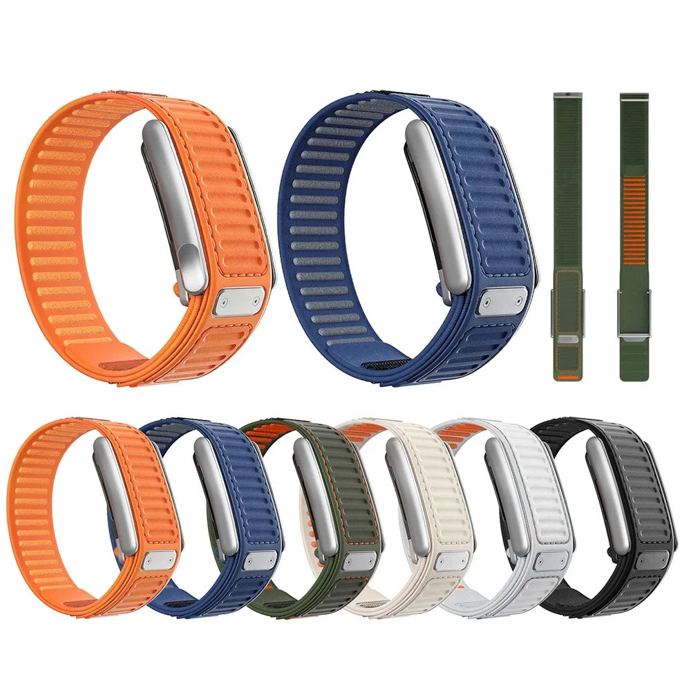 For WHOOP 5.0 LIFE MG Replacement Strap Quick Dry Dual Color Nylon + Silicone Watch Band - Army Green+Orange - 5