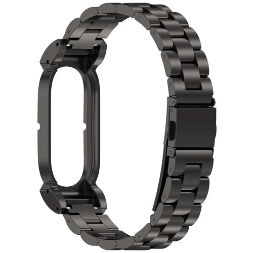 For Google Fitbit Air Stainless Steel Band Three Bead Metal Chain Link Watch Strap - Black - 1