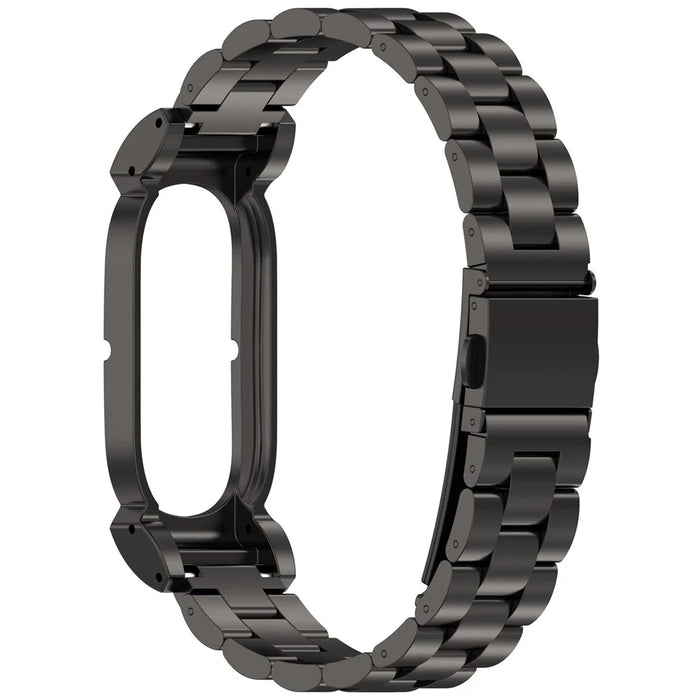 For Google Fitbit Air Stainless Steel Band Three Bead Metal Chain Link Watch Strap - Black - 1