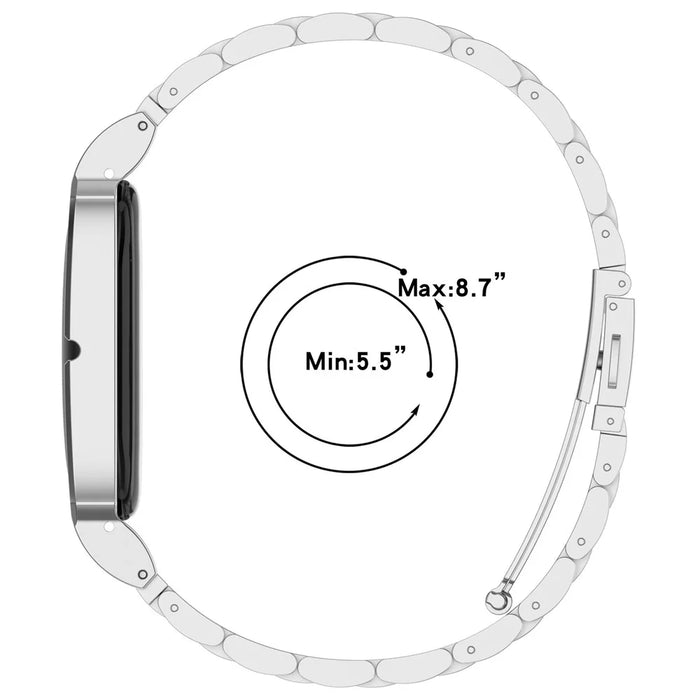 For Google Fitbit Air Stainless Steel Band Three Bead Metal Chain Link Watch Strap - Black - 5