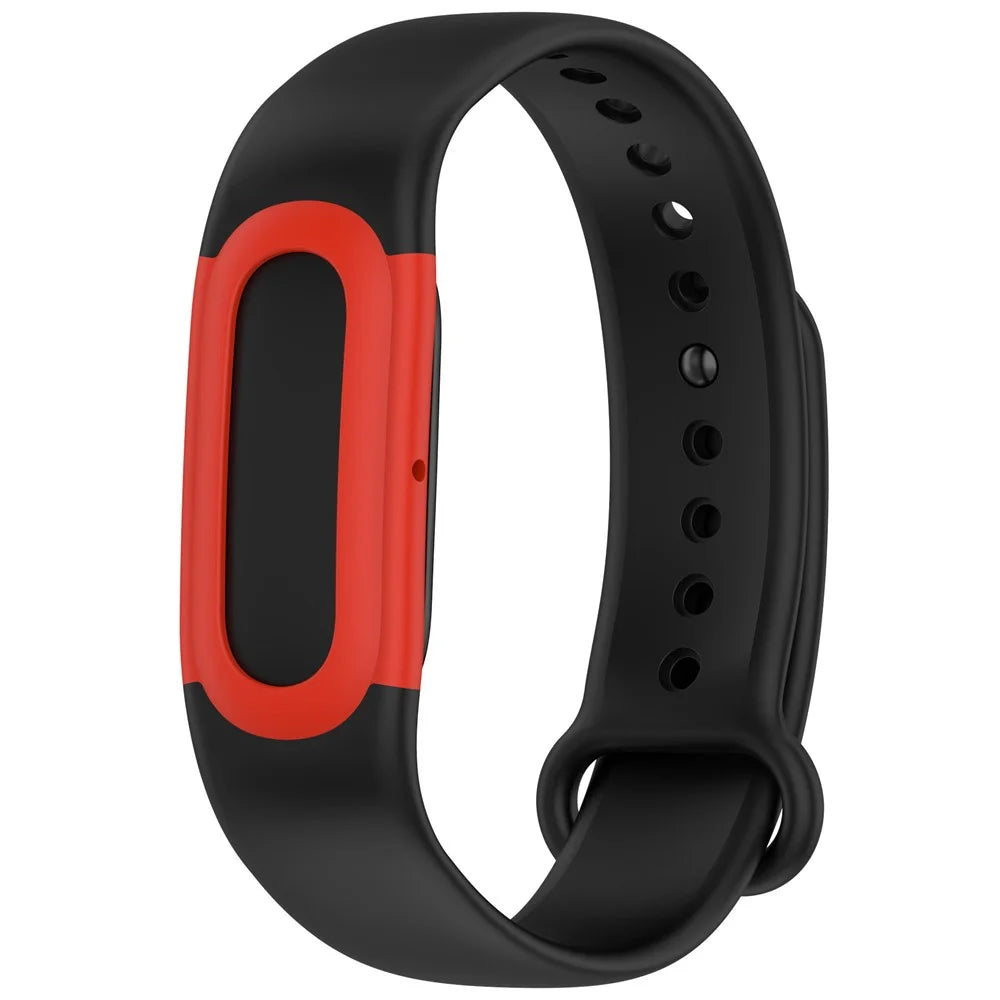 For Google Fitbit Air Silicone Sport Strap with Case Buckle Type Adjustable Replacement Band - Black / Red - 1