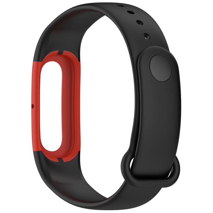 For Google Fitbit Air Silicone Sport Strap with Case Buckle Type Adjustable Replacement Band - Black / Red - 2