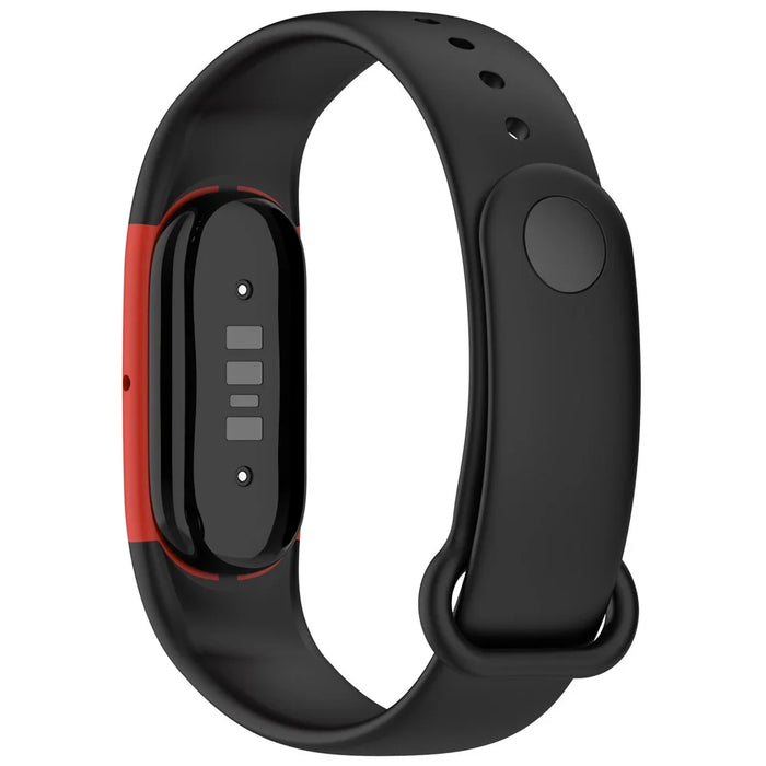 For Google Fitbit Air Silicone Sport Strap with Case Buckle Type Adjustable Replacement Band - Black / Red - 3