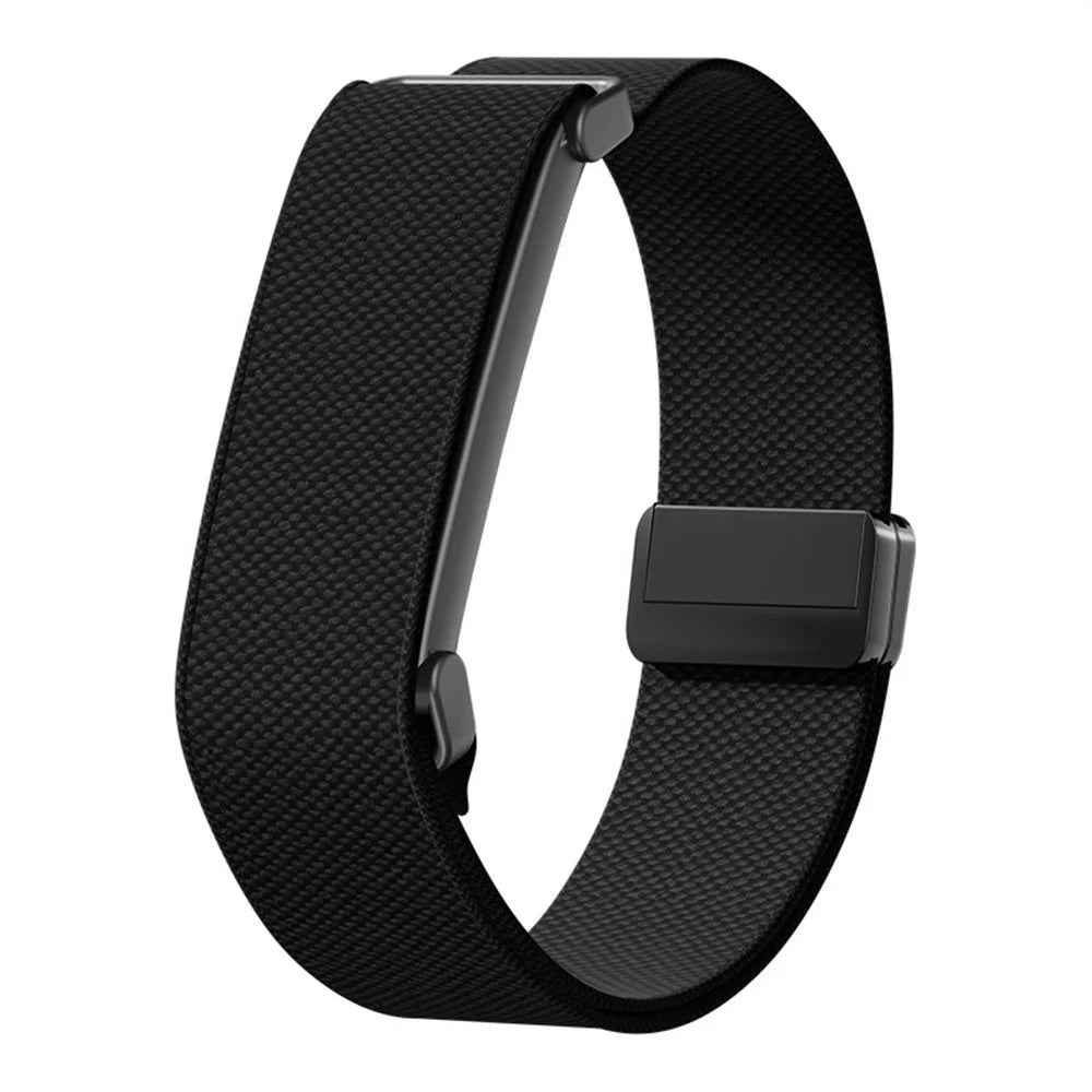 For Google Fitbit Air Magnetic Buckle Nylon Sport Strap Adjustable Elastic Wristband - Black - 1
