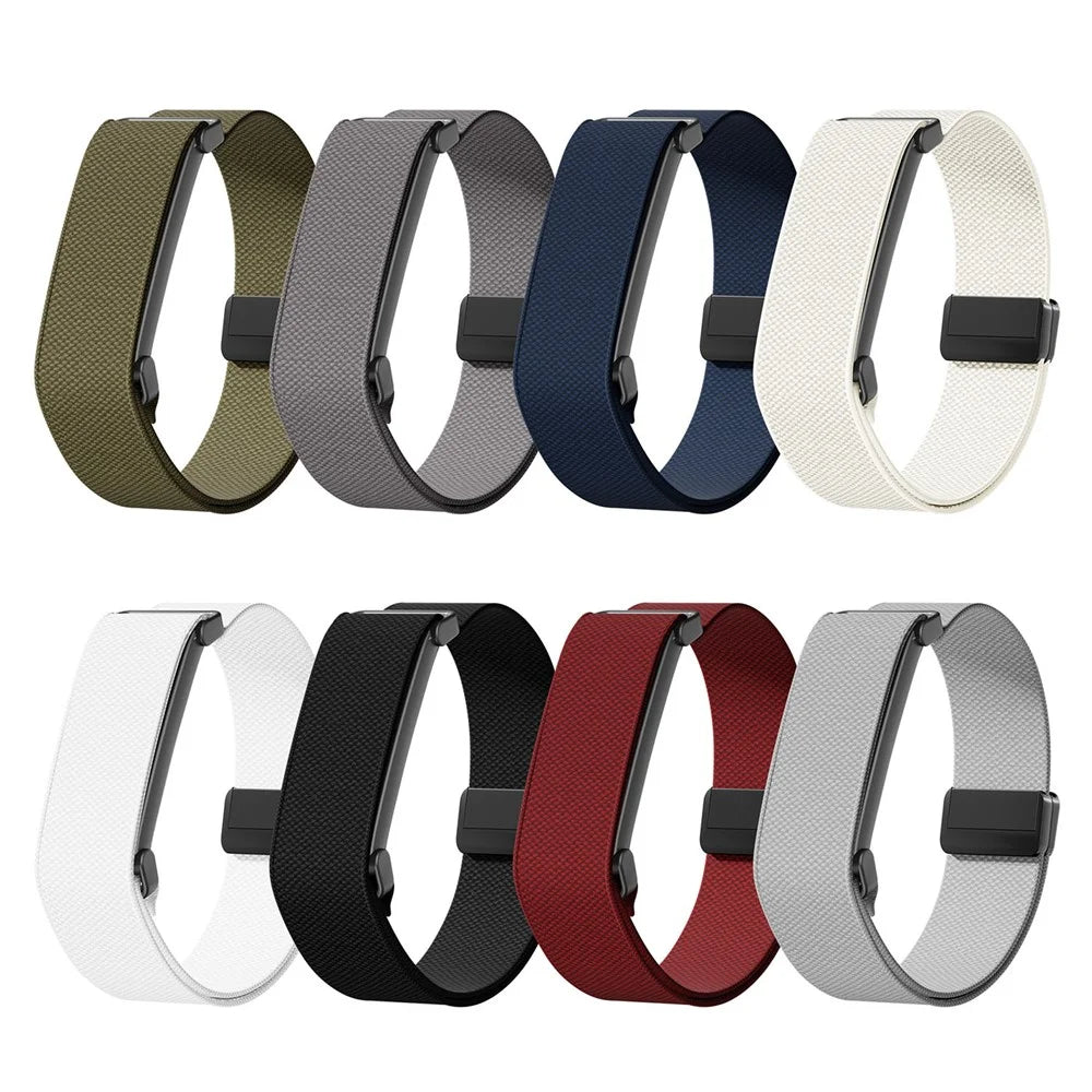 For Google Fitbit Air Magnetic Buckle Nylon Sport Strap Adjustable Elastic Wristband - Black - 3