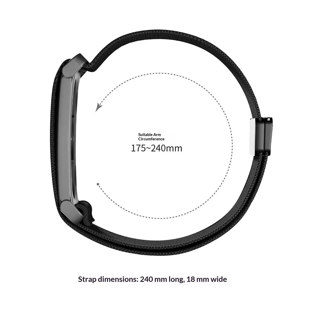 For Google Fitbit Air Magnetic Buckle Nylon Sport Strap Adjustable Elastic Wristband - Black - 4
