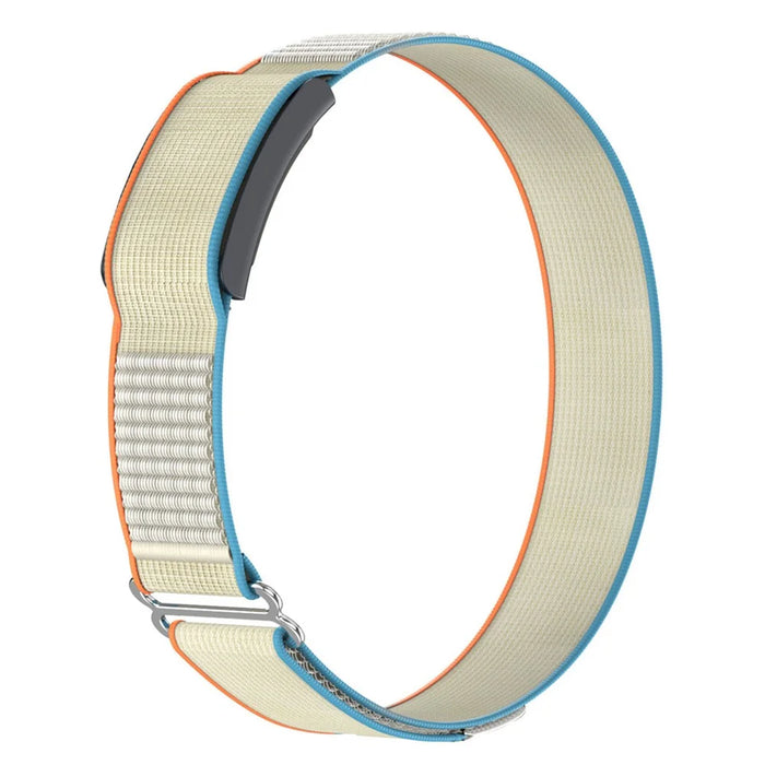 For Huami Amazfit Helio Strap Nylon Loop Magic Tape Band Adjustable Sport Watch Strap - Orange / Beige - 1