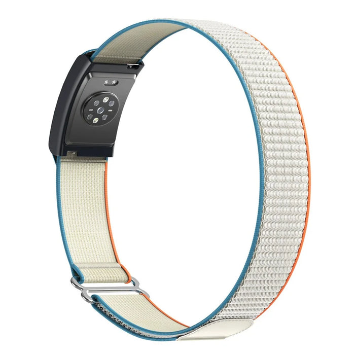 For Huami Amazfit Helio Strap Nylon Loop Magic Tape Band Adjustable Sport Watch Strap - Orange / Beige - 2