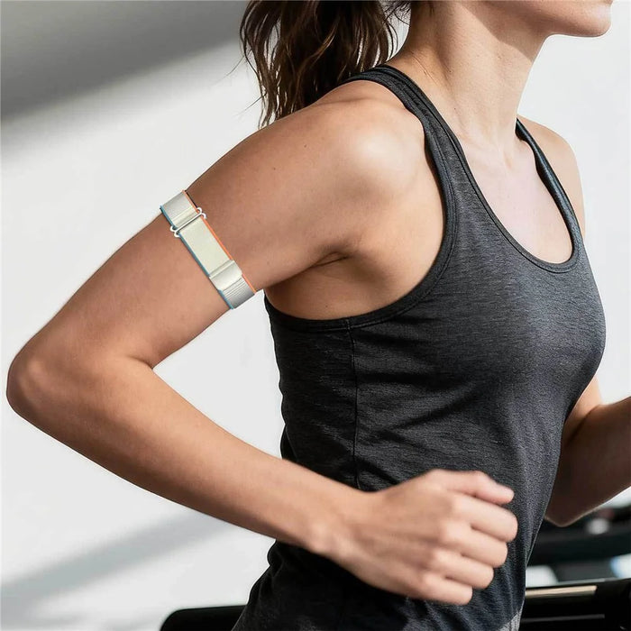 For Huami Amazfit Helio Strap Nylon Loop Magic Tape Band Adjustable Sport Watch Strap - Orange / Beige - 3