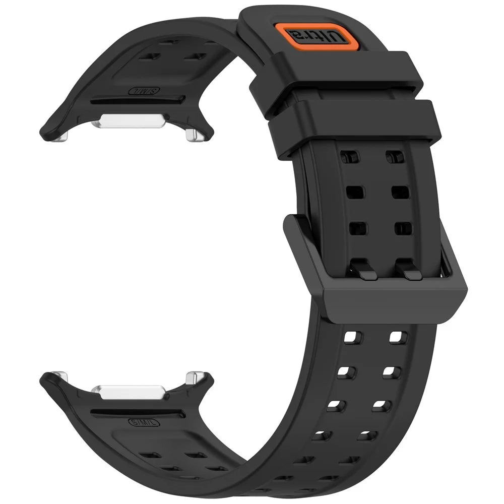 Silicone Strap for Samsung Galaxy Watch Ultra2 47mm / Watch Ultra (2025) 47mm / Watch Ultra 47mm Double Pin Buckle Band Wristband - Black - 1