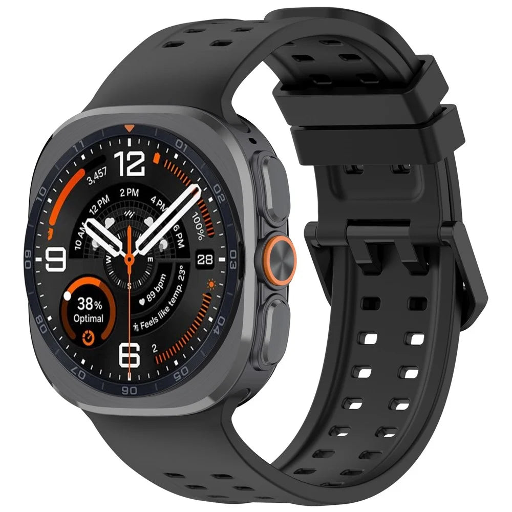 Silicone Strap for Samsung Galaxy Watch Ultra2 47mm / Watch Ultra (2025) 47mm / Watch Ultra 47mm Double Pin Buckle Band Wristband - Black - 2