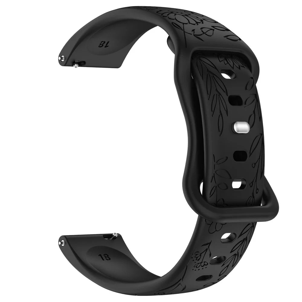 20mm Sunflower Pattern Silicone Strap for Samsung Galaxy Watch7 44mm / 40mm / Watch6 Classic 47mm / 43mm Butterfly Buckle Band - Black - 4