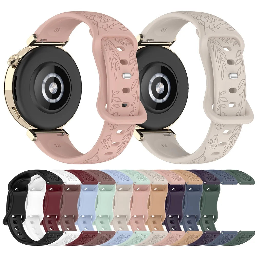 20mm Sunflower Pattern Silicone Strap for Samsung Galaxy Watch7 44mm / 40mm / Watch6 Classic 47mm / 43mm Butterfly Buckle Band - Black - 7