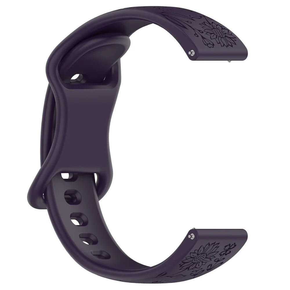 22mm Sunflower Pattern Silicone Strap for Huawei Watch GT 6 46mm / GT 5 46mm / GT 5 Pro 46mm Butterfly Buckle Band - Dark Purple - 3