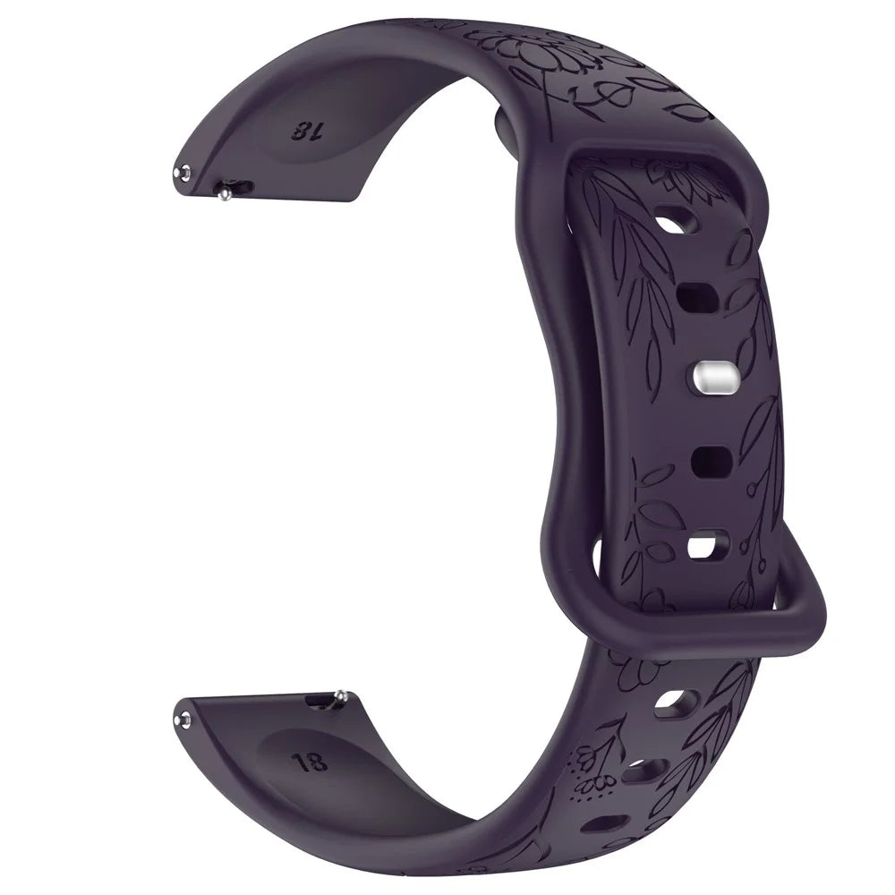22mm Sunflower Pattern Silicone Strap for Huawei Watch GT 6 46mm / GT 5 46mm / GT 5 Pro 46mm Butterfly Buckle Band - Dark Purple - 4