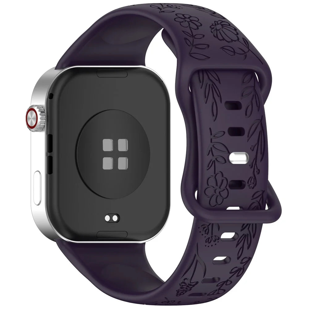 Sunflower Pattern Silicone Strap for Xiaomi Smart Band 10 Pro / 9 Pro / 8 Pro / Redmi Watch 6 / 5 / 4 Butterfly Buckle Band - Dark Purple - 1