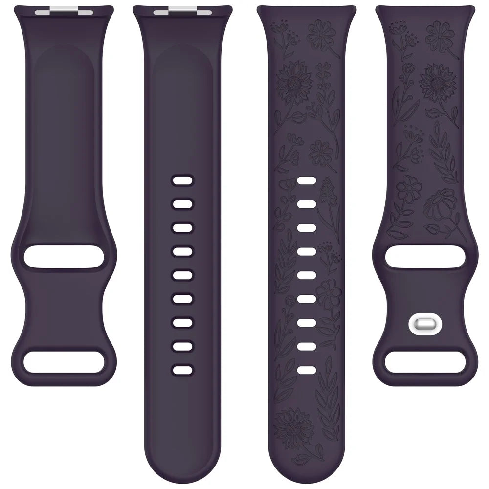 Sunflower Pattern Silicone Strap for Xiaomi Smart Band 10 Pro / 9 Pro / 8 Pro / Redmi Watch 6 / 5 / 4 Butterfly Buckle Band - Dark Purple - 4