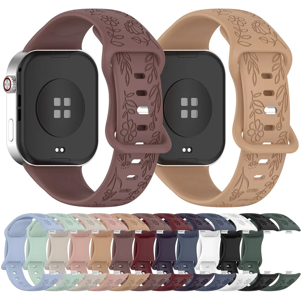 Sunflower Pattern Silicone Strap for Xiaomi Smart Band 10 Pro / 9 Pro / 8 Pro / Redmi Watch 6 / 5 / 4 Butterfly Buckle Band - Dark Purple - 5