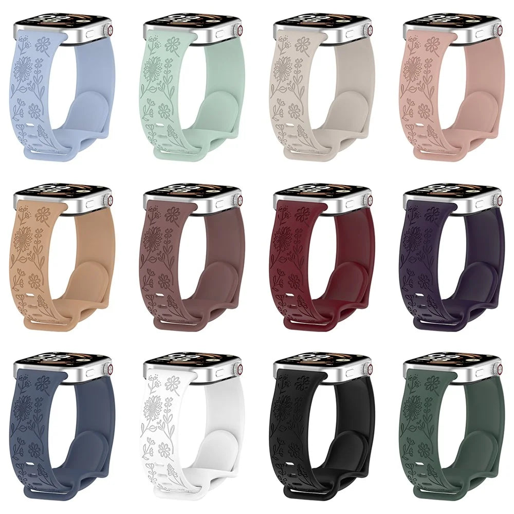 Sunflower Pattern Silicone Strap for Xiaomi Smart Band 10 Pro / 9 Pro / 8 Pro / Redmi Watch 6 / 5 / 4 Butterfly Buckle Band - Dark Purple - 6