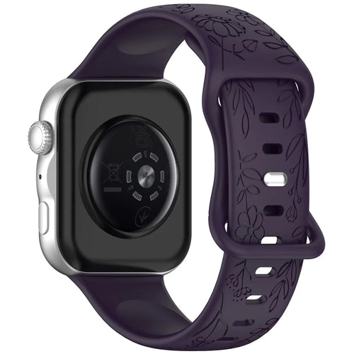 Sunflower Pattern Silicone Strap for Huawei Watch Fit 5 Pro / 5 / 4 Pro / 4 / 3 Butterfly Buckle Band - Dark Purple - 1