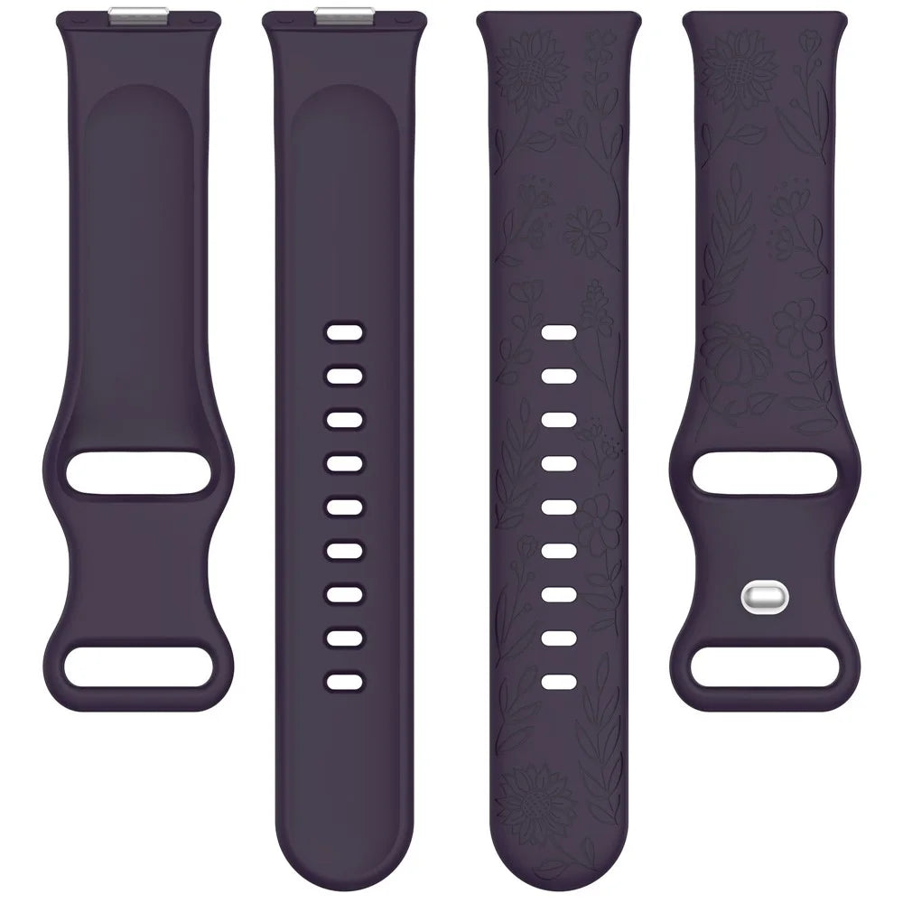 Sunflower Pattern Silicone Strap for Huawei Watch Fit 5 Pro / 5 / 4 Pro / 4 / 3 Butterfly Buckle Band - Dark Purple - 4