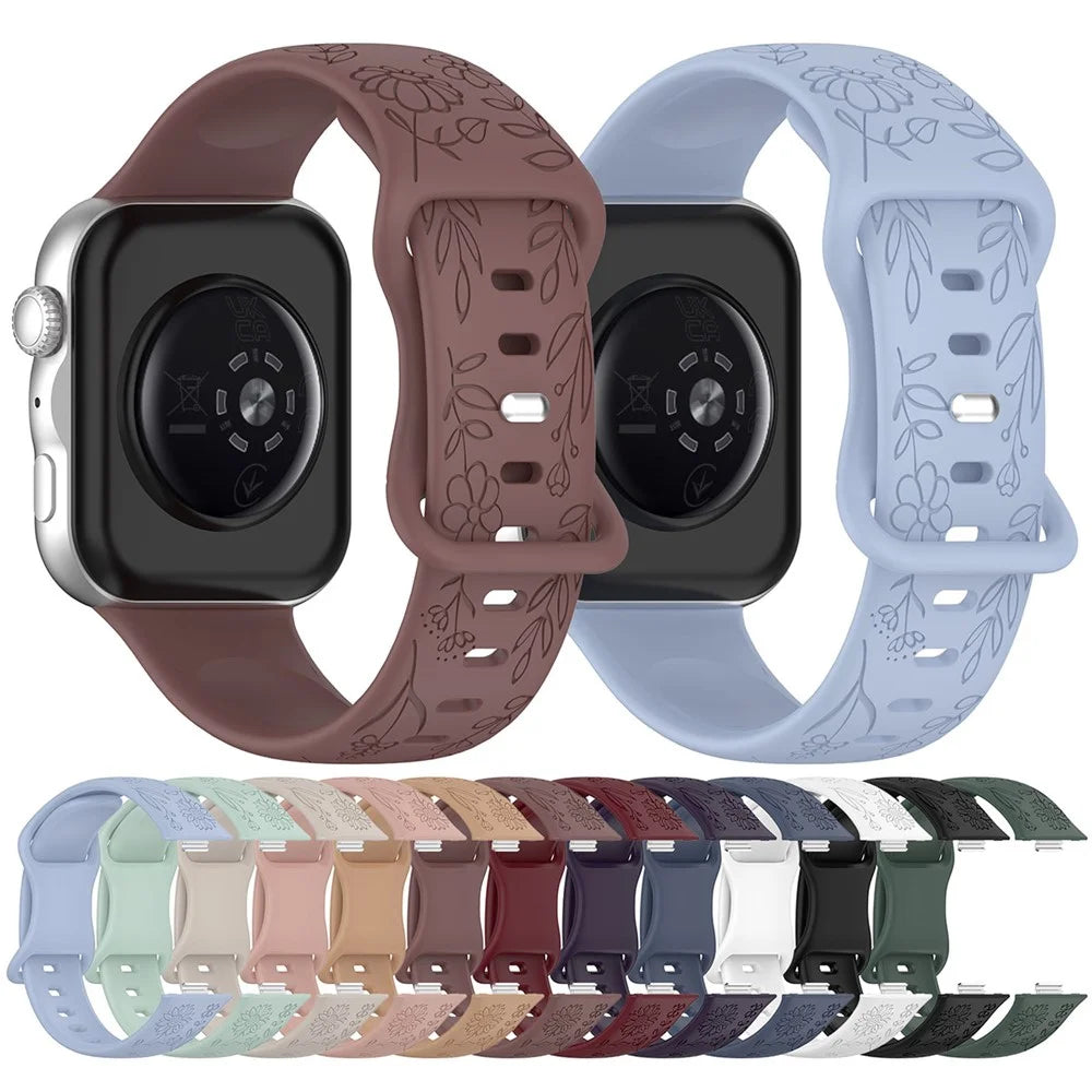 Sunflower Pattern Silicone Strap for Huawei Watch Fit 5 Pro / 5 / 4 Pro / 4 / 3 Butterfly Buckle Band - Dark Purple - 5