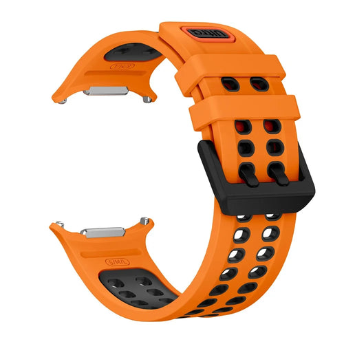 Dual Color Silicone Strap for Samsung Galaxy Watch Ultra2 47mm / Watch Ultra (2025) 47mm / Watch Ultra 47mm Double Buckle Sport Band - Orange / Black - 1