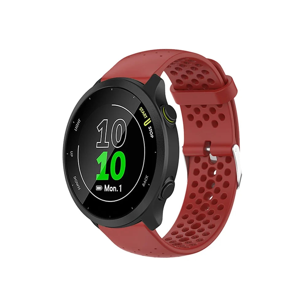 Breathable Smart Watch Strap Replacement Silicone Wrist Band for Garmin Forerunner 158/55 - Wine Red - 4