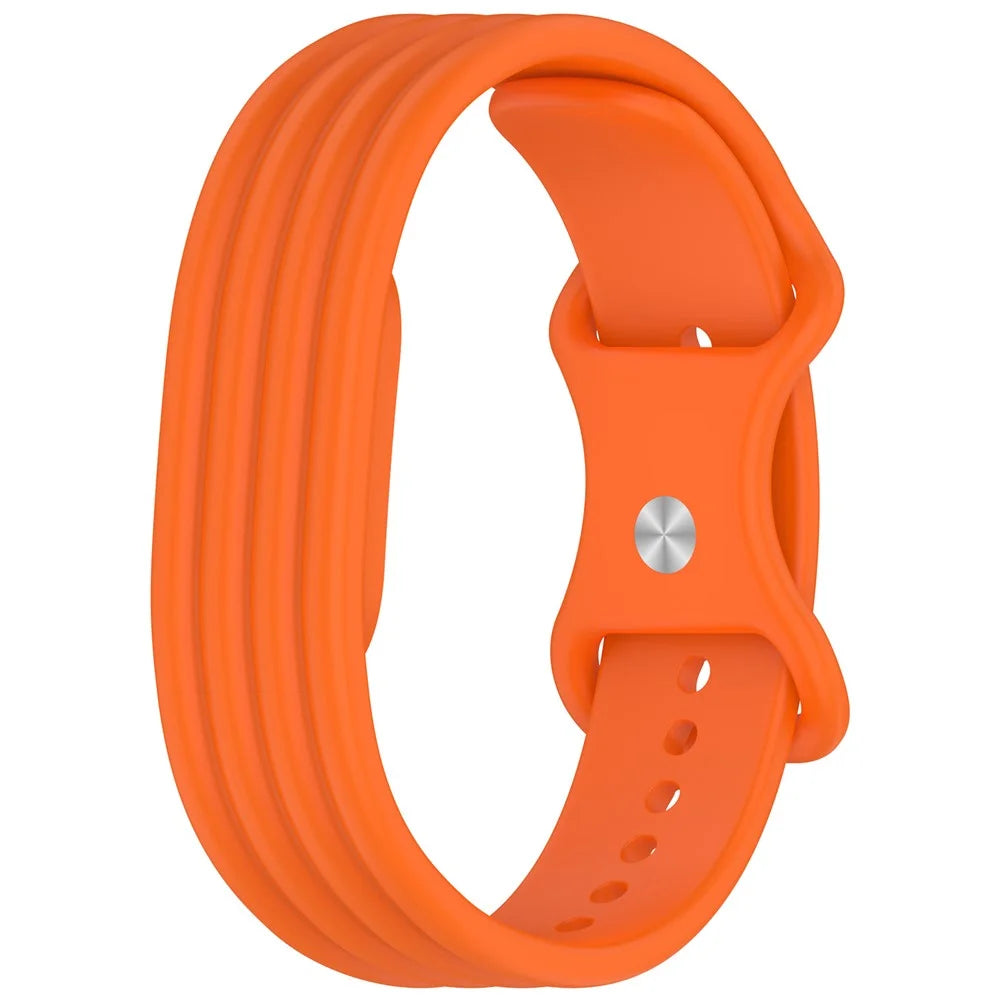 For Google Fitbit Air Silicone Strap 8-Shape Buckle Vertical Striped Band Wristband Replacement - Orange - 1
