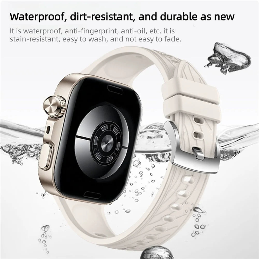 Silicone Strap for Huawei Watch Fit 5 / 5 Pro / 4 / 4 Pro / 3 Leaf Vein Pattern Sport Band Waterproof Replacement Wristband - White - 2