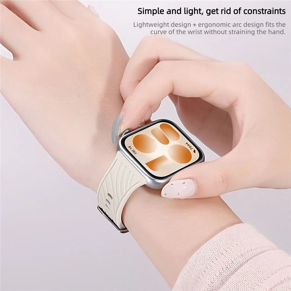 Silicone Strap for Huawei Watch Fit 5 / 5 Pro / 4 / 4 Pro / 3 Leaf Vein Pattern Sport Band Waterproof Replacement Wristband - White - 3