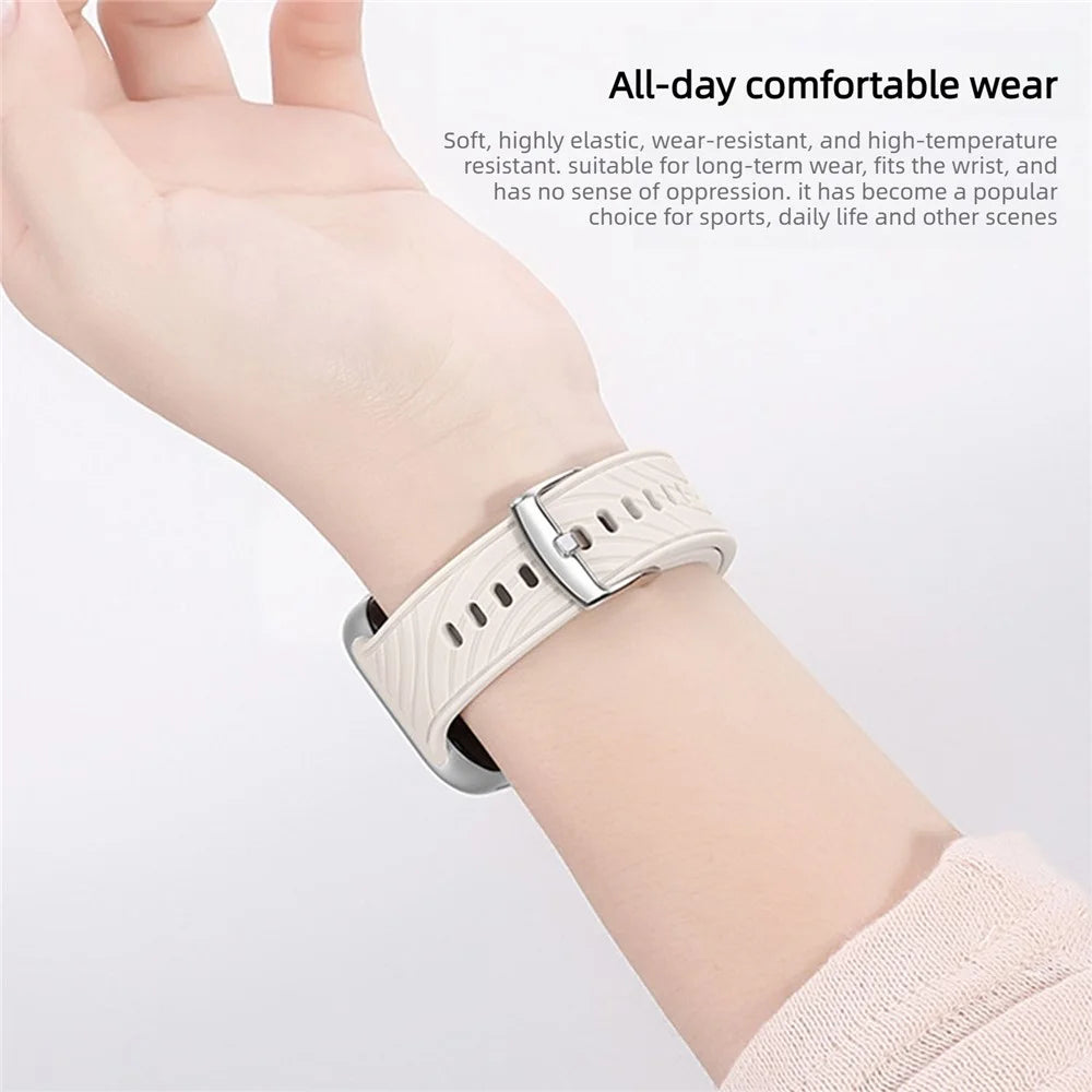 Silicone Strap for Huawei Watch Fit 5 / 5 Pro / 4 / 4 Pro / 3 Leaf Vein Pattern Sport Band Waterproof Replacement Wristband - White - 4