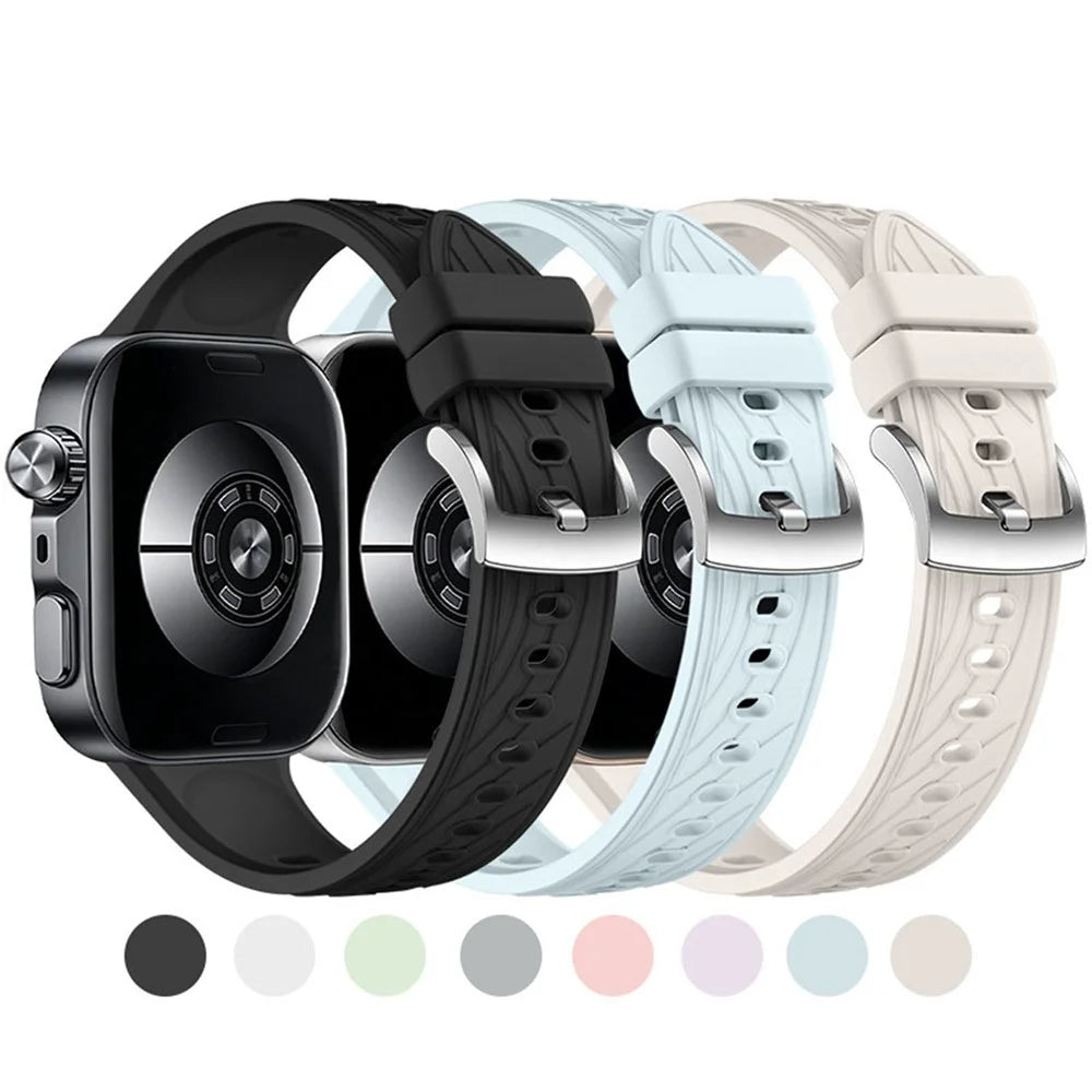 Silicone Strap for Huawei Watch Fit 5 / 5 Pro / 4 / 4 Pro / 3 Leaf Vein Pattern Sport Band Waterproof Replacement Wristband - White - 5