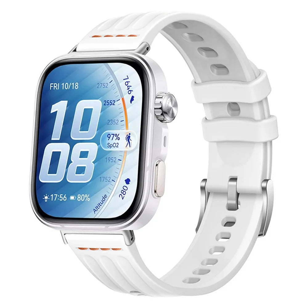 Silicone Strap for Huawei Watch Fit 5 / 5 Pro / 4 / 4 Pro / 3 One Line Three Rails Waterproof Sport Wristband - White - 2