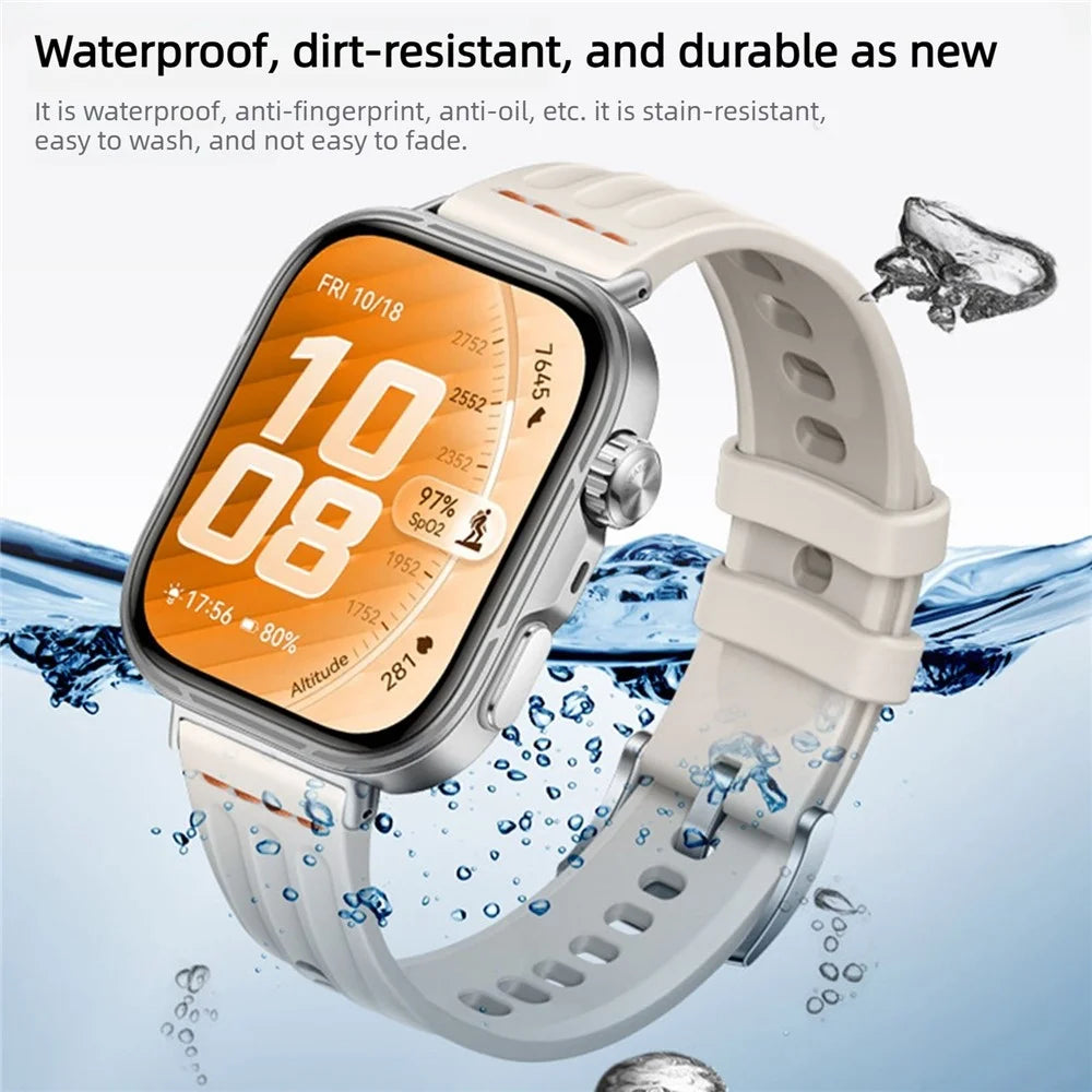 Silicone Strap for Huawei Watch Fit 5 / 5 Pro / 4 / 4 Pro / 3 One Line Three Rails Waterproof Sport Wristband - White - 4