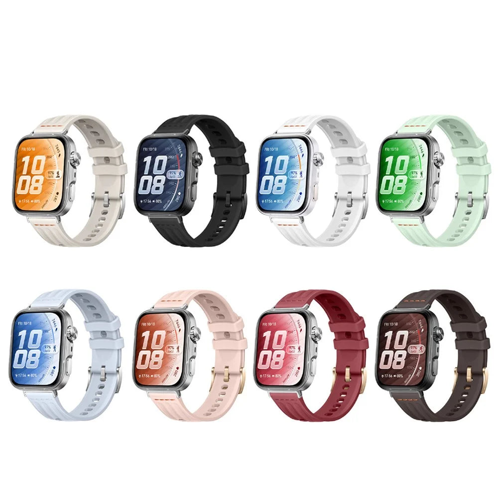 Silicone Strap for Huawei Watch Fit 5 / 5 Pro / 4 / 4 Pro / 3 One Line Three Rails Waterproof Sport Wristband - White - 7