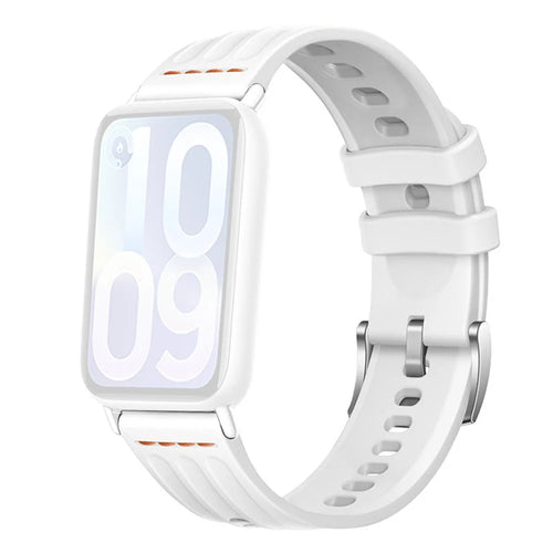 Silicone Strap for Xiaomi Smart Band 10 Pro / 9 Pro / 8 Pro / Redmi Watch 6 / 5 / 4 One Line Three Rails Waterproof Sport Wristband - White - 1