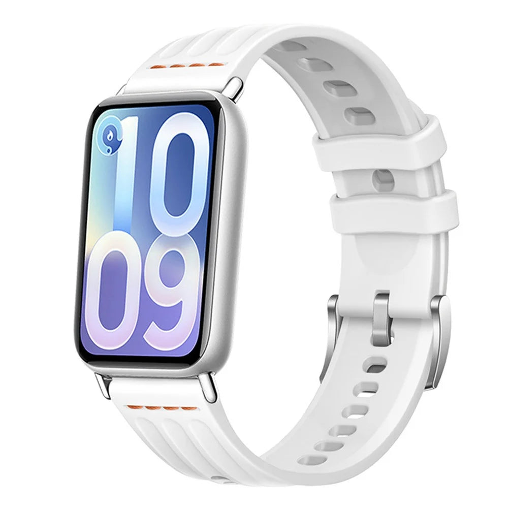 Silicone Strap for Xiaomi Smart Band 10 Pro / 9 Pro / 8 Pro / Redmi Watch 6 / 5 / 4 One Line Three Rails Waterproof Sport Wristband - White - 2
