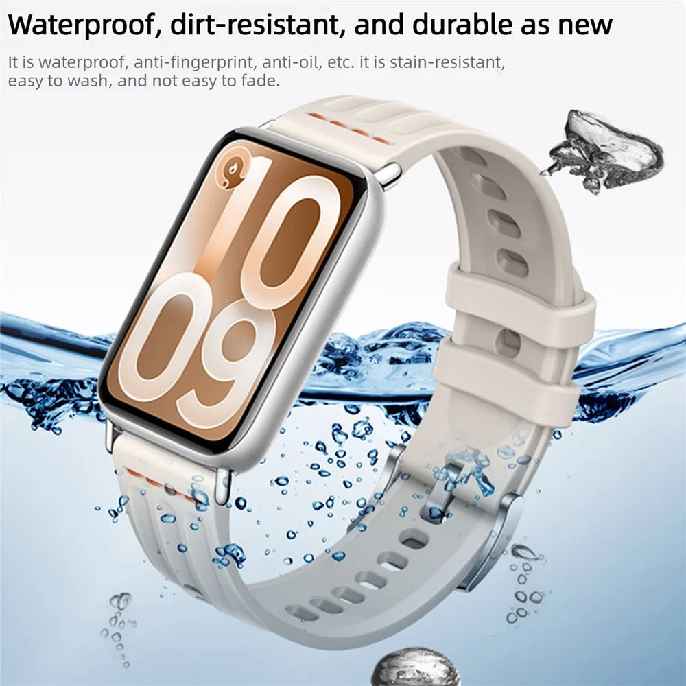 Silicone Strap for Xiaomi Smart Band 10 Pro / 9 Pro / 8 Pro / Redmi Watch 6 / 5 / 4 One Line Three Rails Waterproof Sport Wristband - White - 4