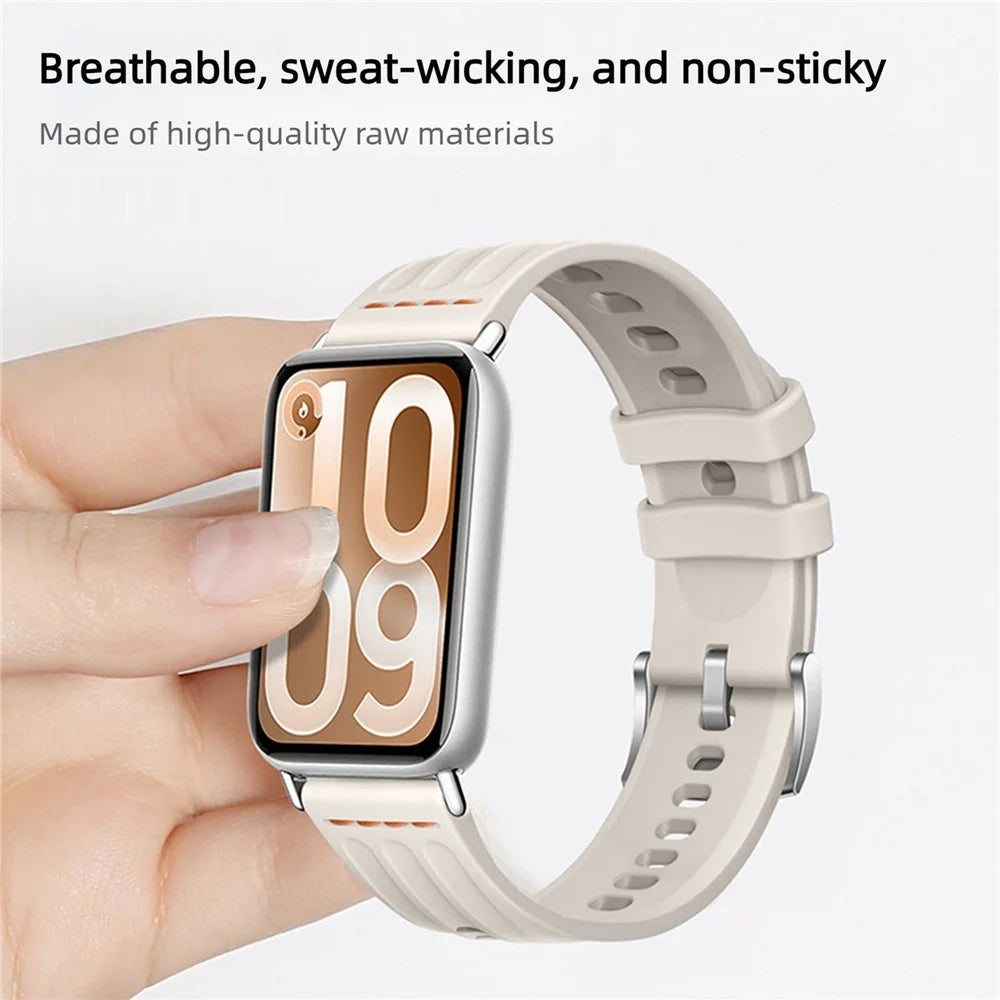 Silicone Strap for Xiaomi Smart Band 10 Pro / 9 Pro / 8 Pro / Redmi Watch 6 / 5 / 4 One Line Three Rails Waterproof Sport Wristband - White - 6