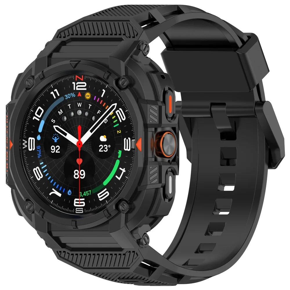 Silicone Strap with Watch Case for Samsung Galaxy Watch Ultra2 47mm / Ultra (2025) 47mm / Ultra 47mm Sports Band - Black - 2