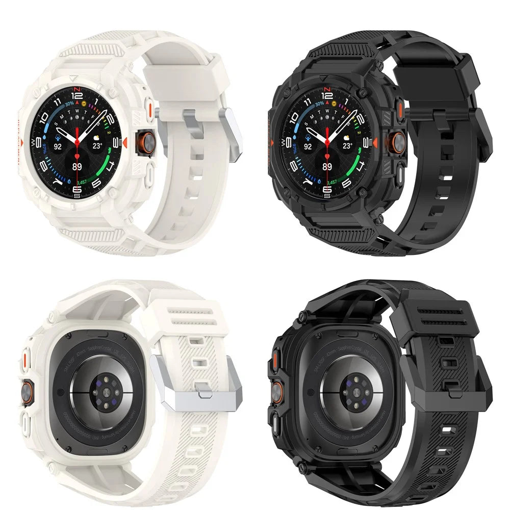 Silicone Strap with Watch Case for Samsung Galaxy Watch Ultra2 47mm / Ultra (2025) 47mm / Ultra 47mm Sports Band - Black - 6