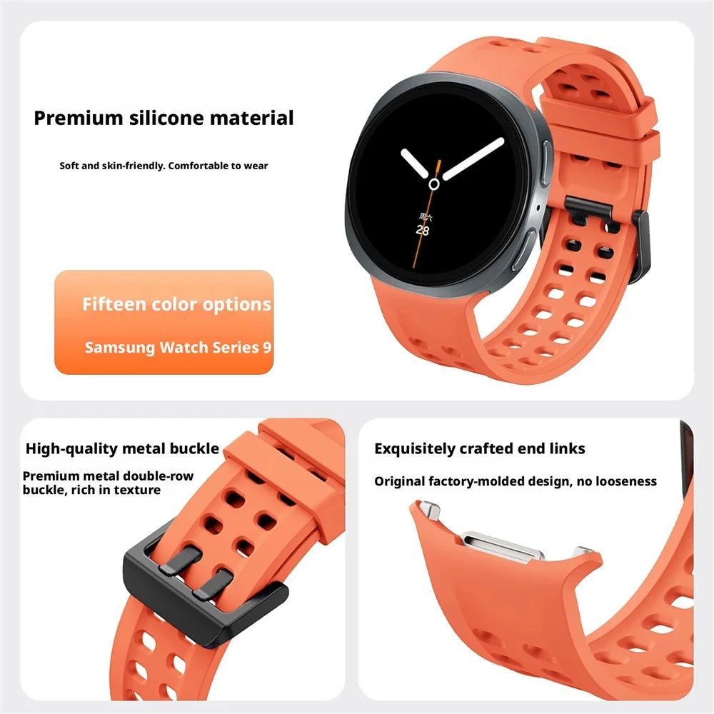 Silicone Strap for Samsung Galaxy Watch9 40mm / 44mm / Watch8 40mm / 44mm / Watch8 Classic 46mm Double Buckle Sport Band - Sapphire - 5